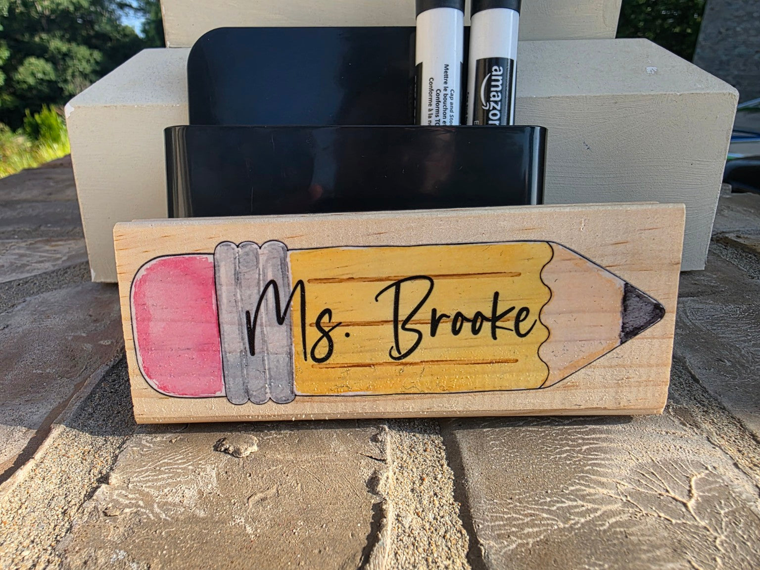 Personalized Teacher Gift Set - Whiteboard Eraser, Magnet, Caddy, and Markers