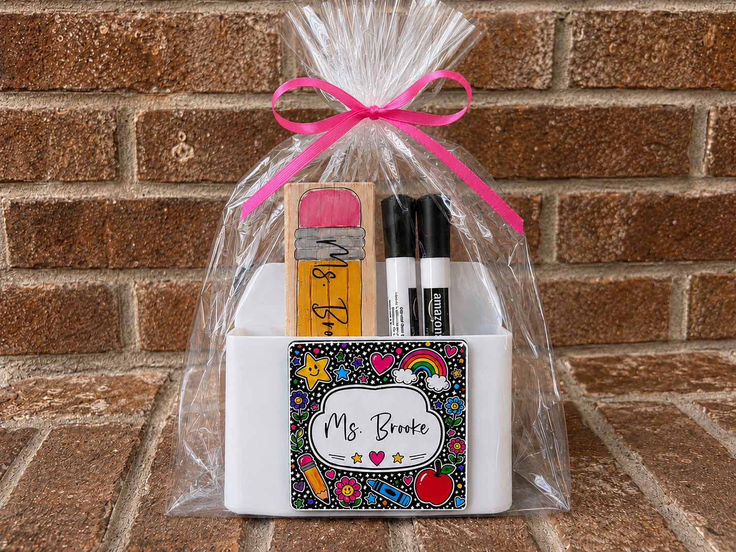 Personalized Teacher Gift Set - Whiteboard Eraser, Magnet, Caddy, and Markers