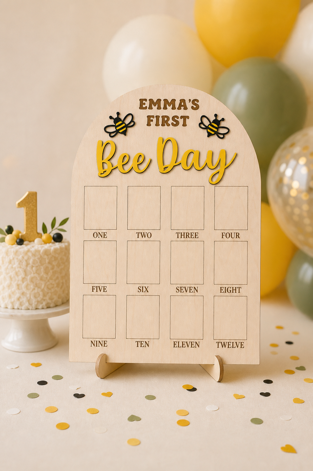 Happy Bee Day Birthday Photo Board