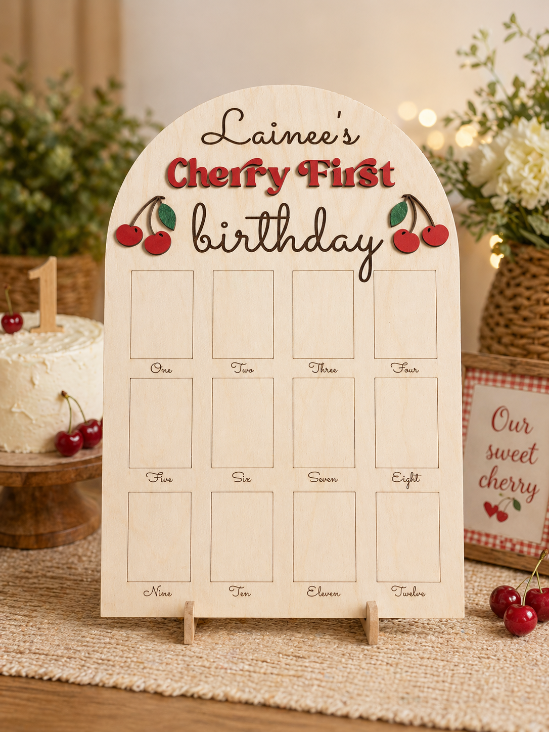 Cherry First Birthday Photo Board