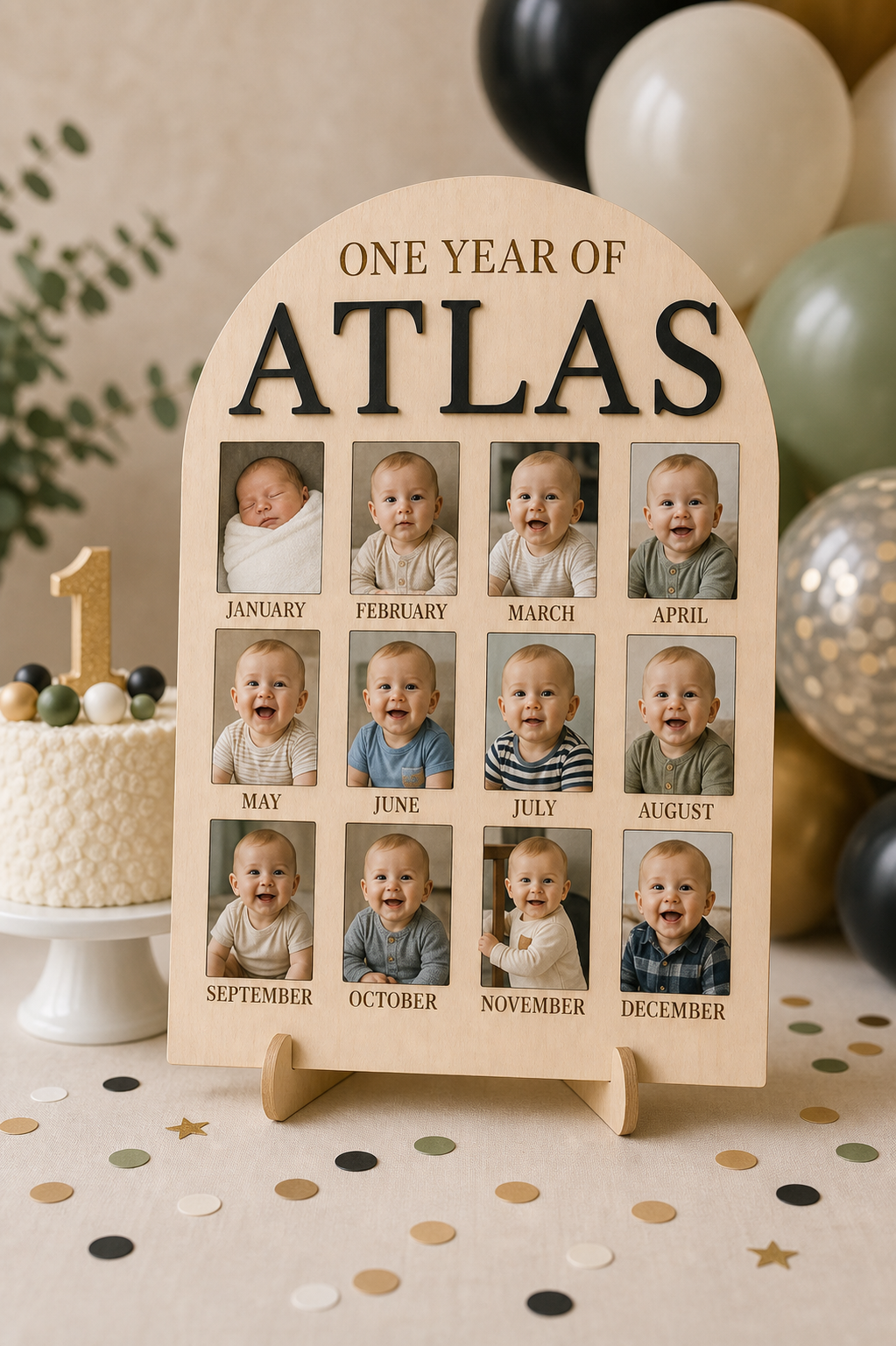Classic First Year Birthday Photo Board