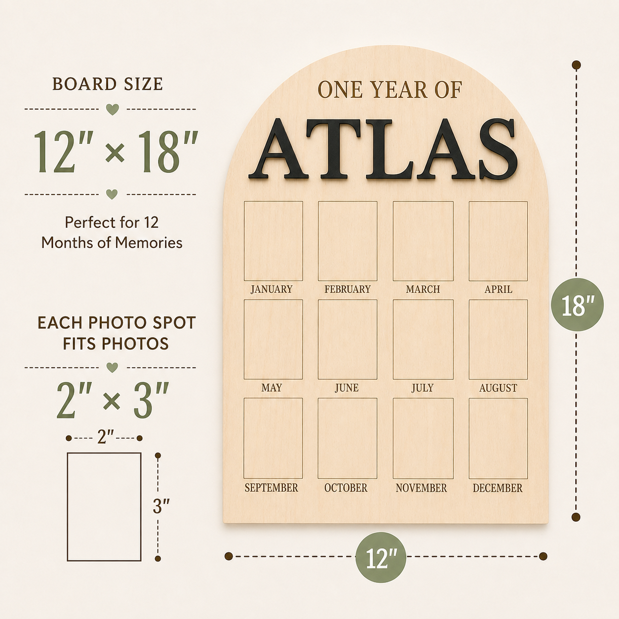 Classic First Year Birthday Photo Board