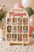 Classic Script Name Milestone Birthday Photo Board