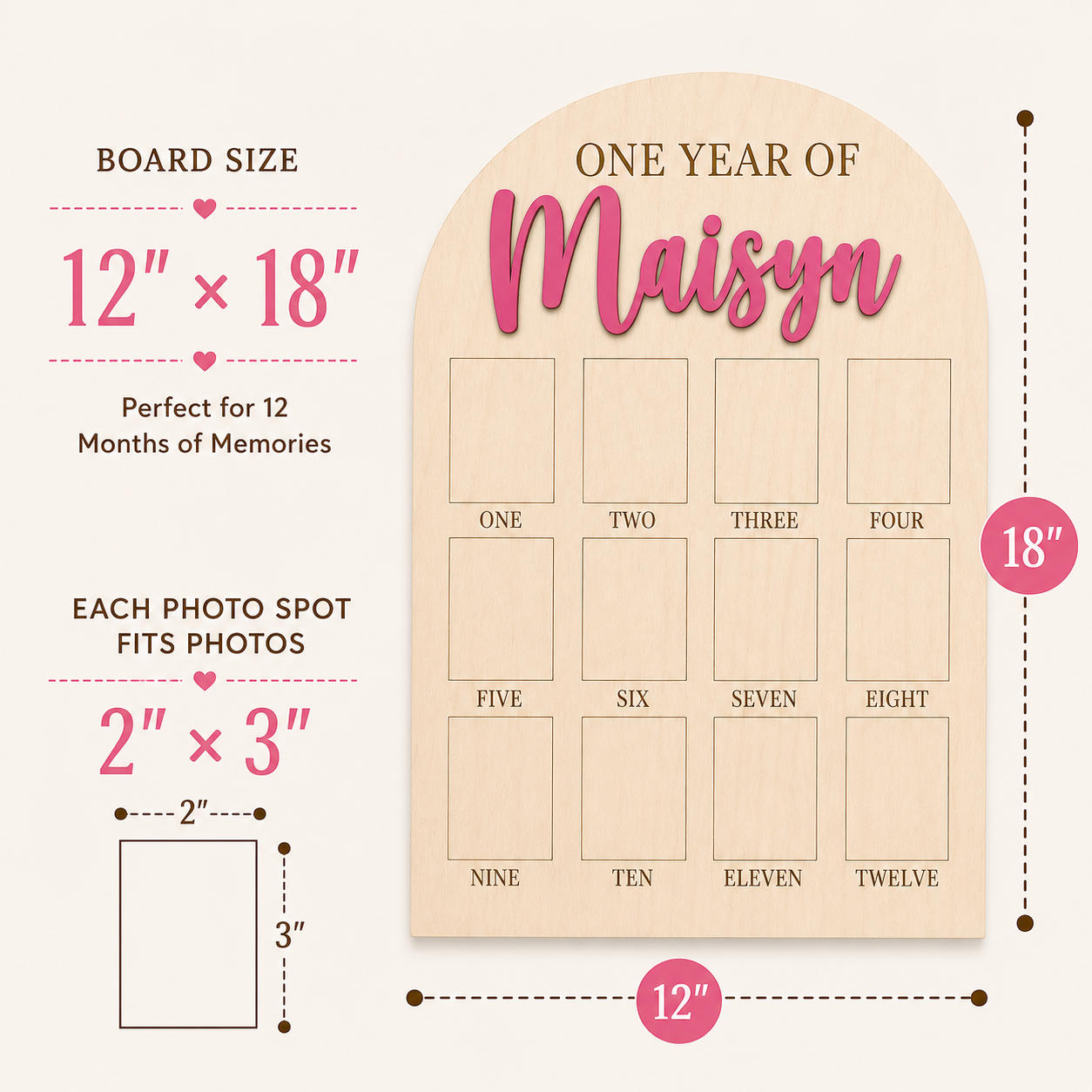Classic Script Name Milestone Birthday Photo Board