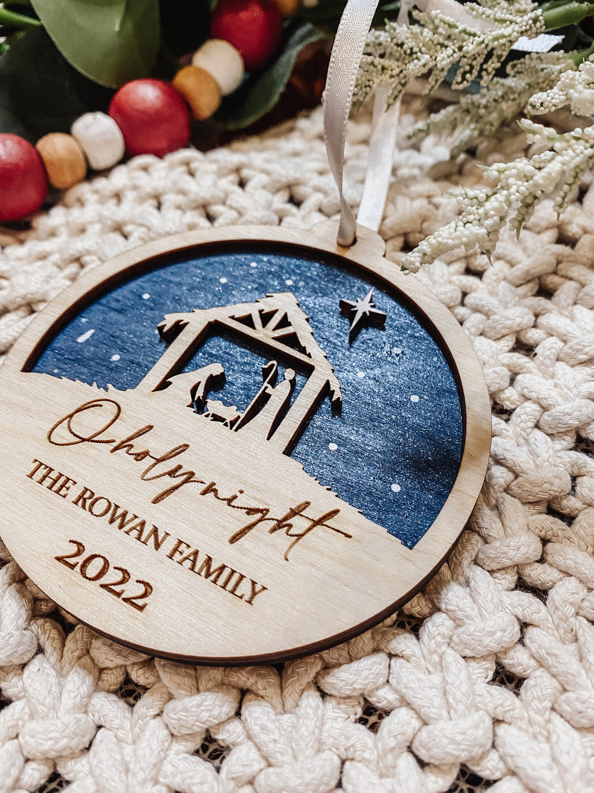 O Holy Night Nativity Ornament – Personalized Wooden Christmas Keepsake