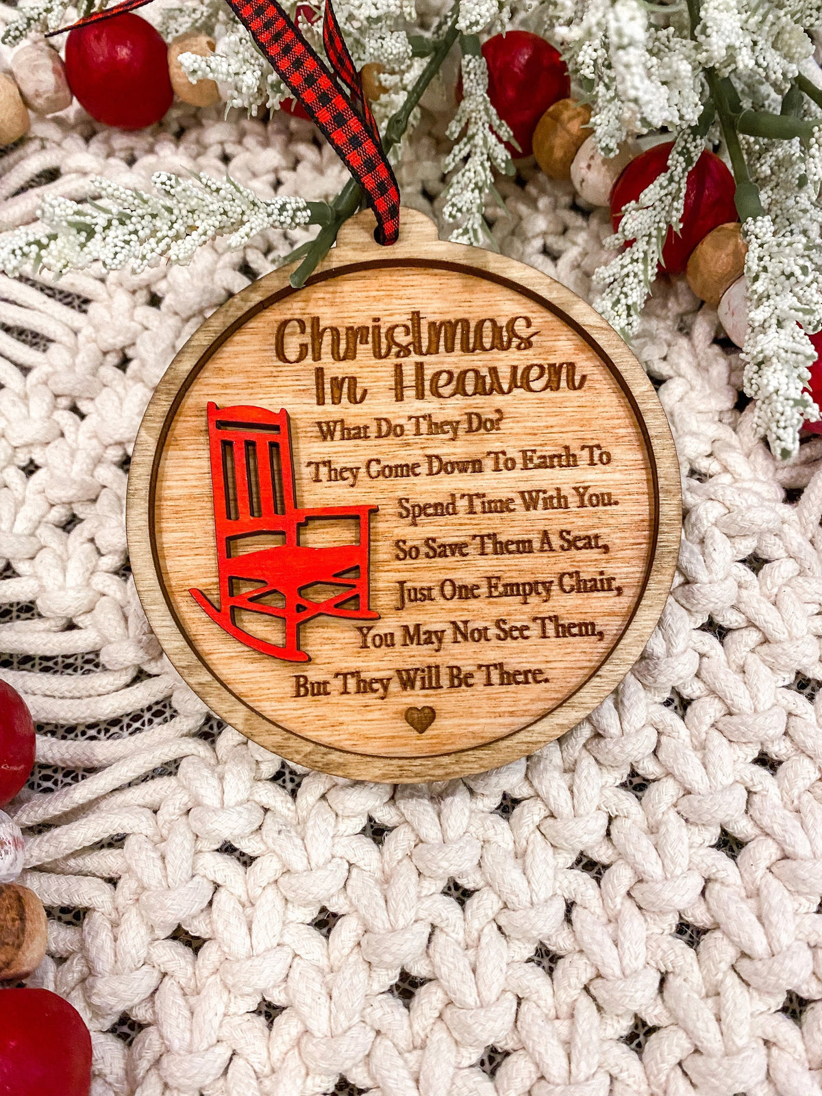 Red Chair Christmas Memorial Ornament – Personalized Remembrance