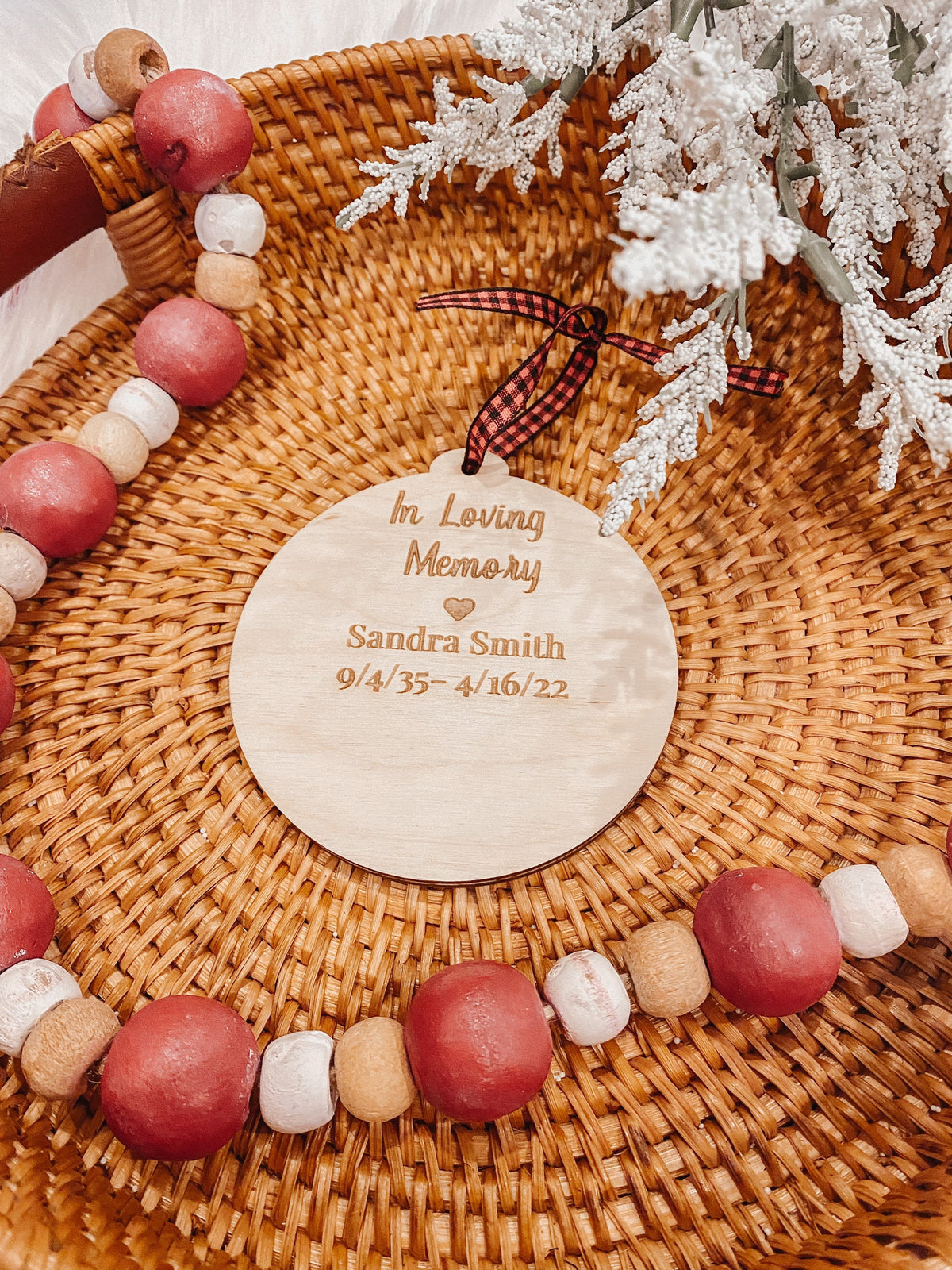 Red Chair Christmas Memorial Ornament – Personalized Remembrance