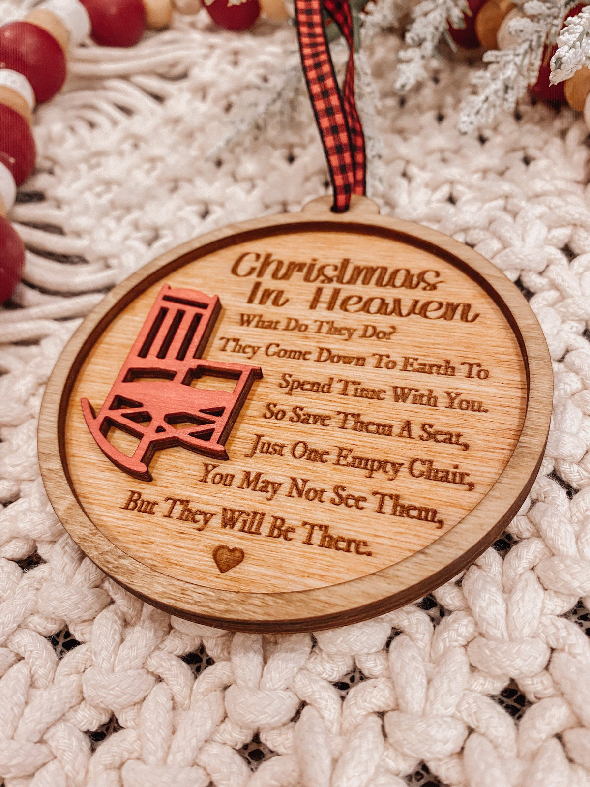 Red Chair Christmas Memorial Ornament – Personalized Remembrance
