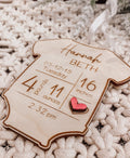 Baby's First Christmas Ornament – Personalized Birth Stats Onesie