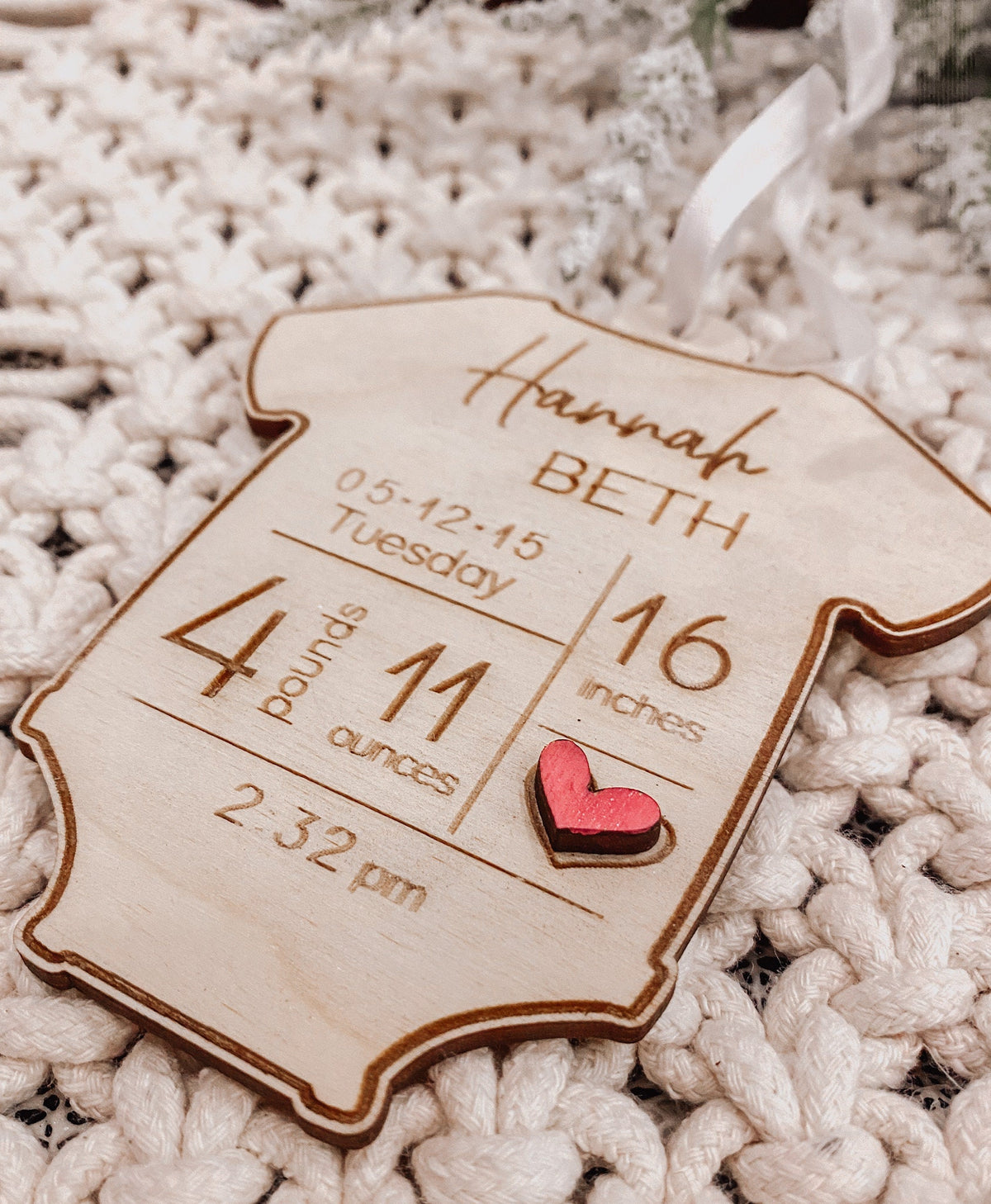 Baby's First Christmas Ornament – Personalized Birth Stats Onesie