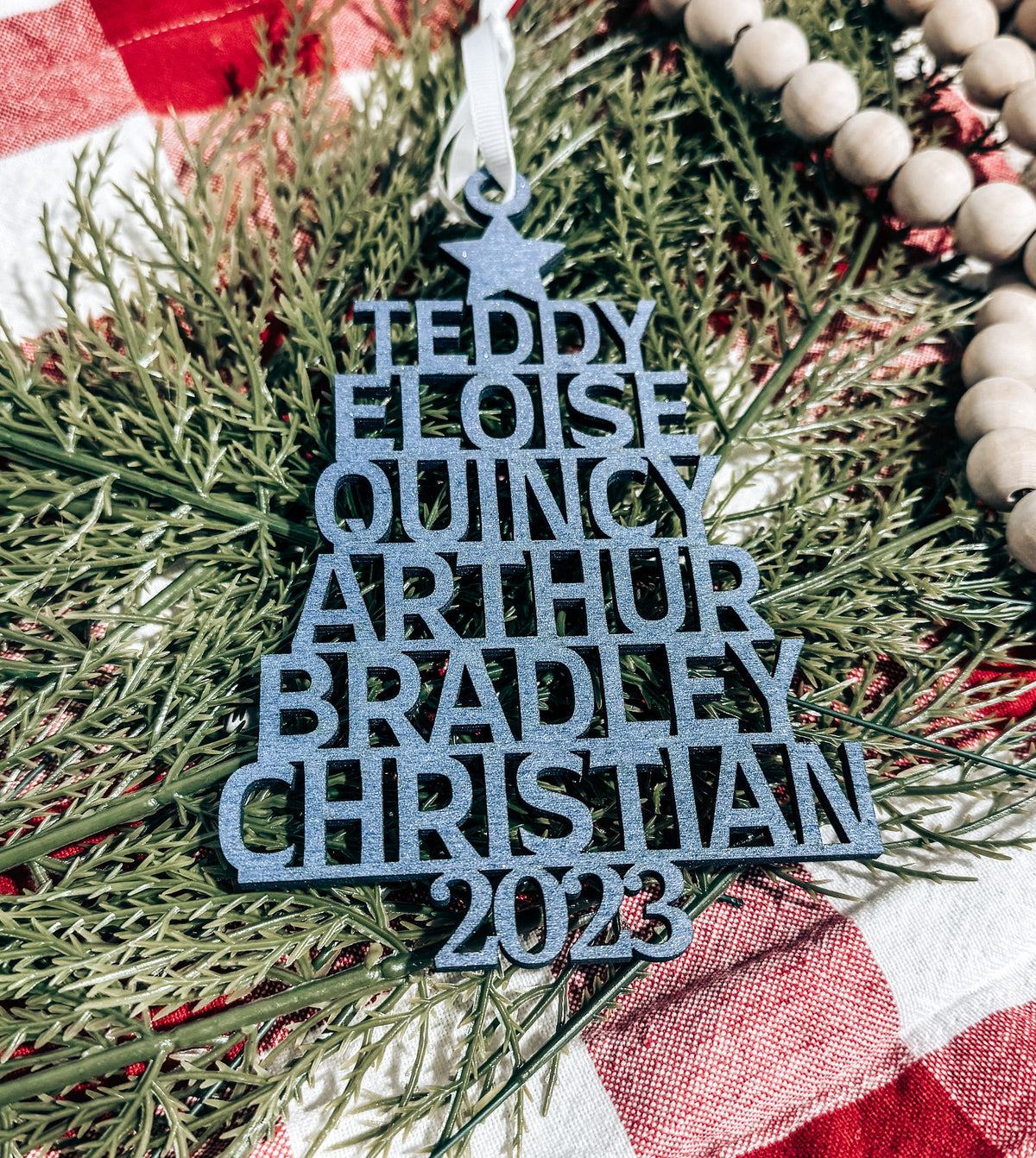 Personalized Christmas Tree Name Ornament – Up to 10 Names