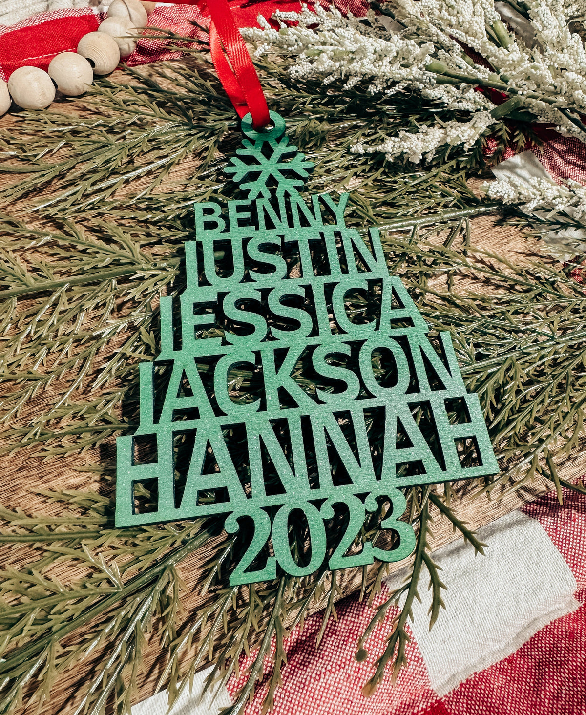 Personalized Christmas Tree Name Ornament – Up to 10 Names