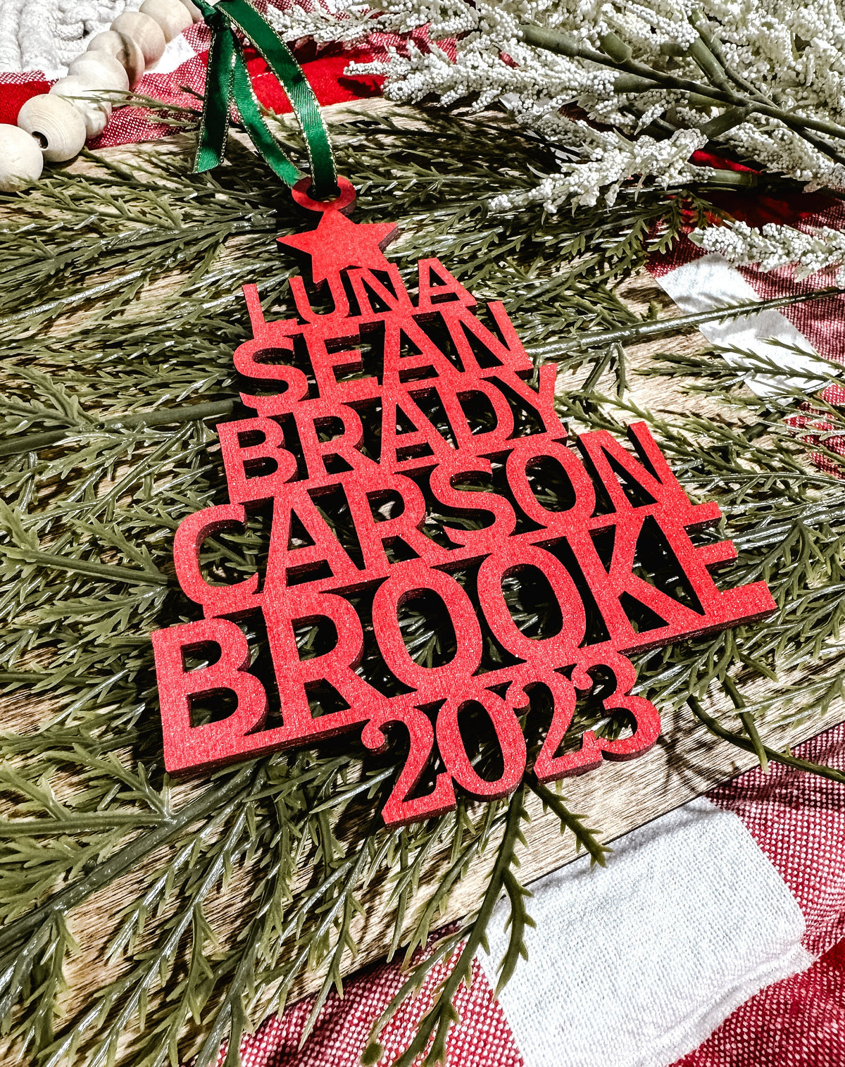 Personalized Christmas Tree Name Ornament – Up to 10 Names