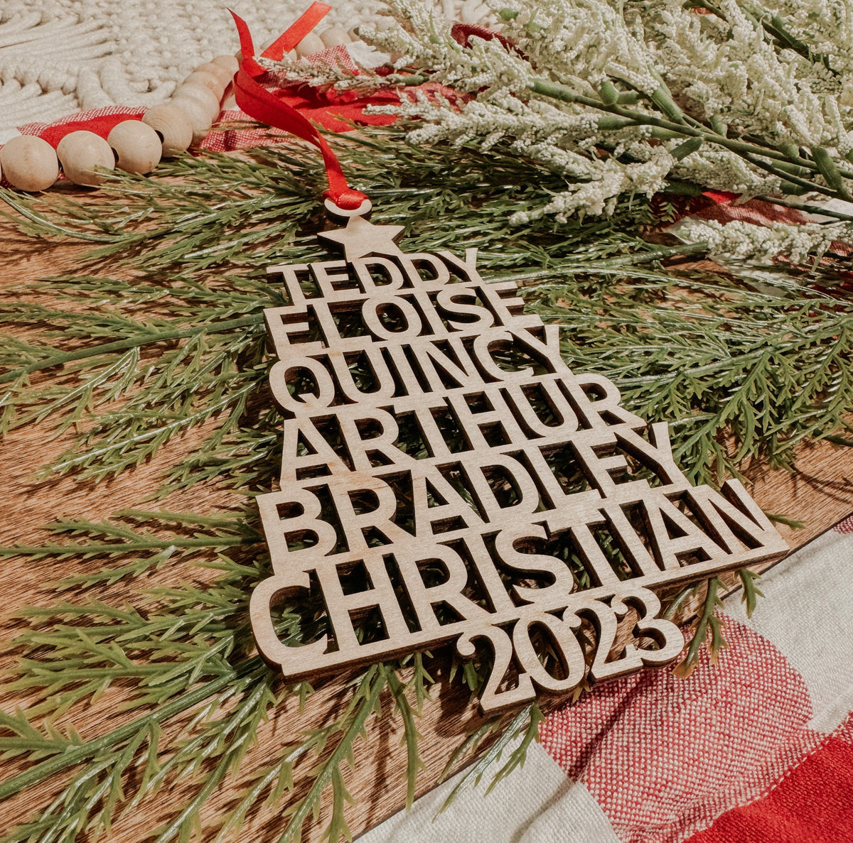 Personalized Christmas Tree Name Ornament – Up to 10 Names