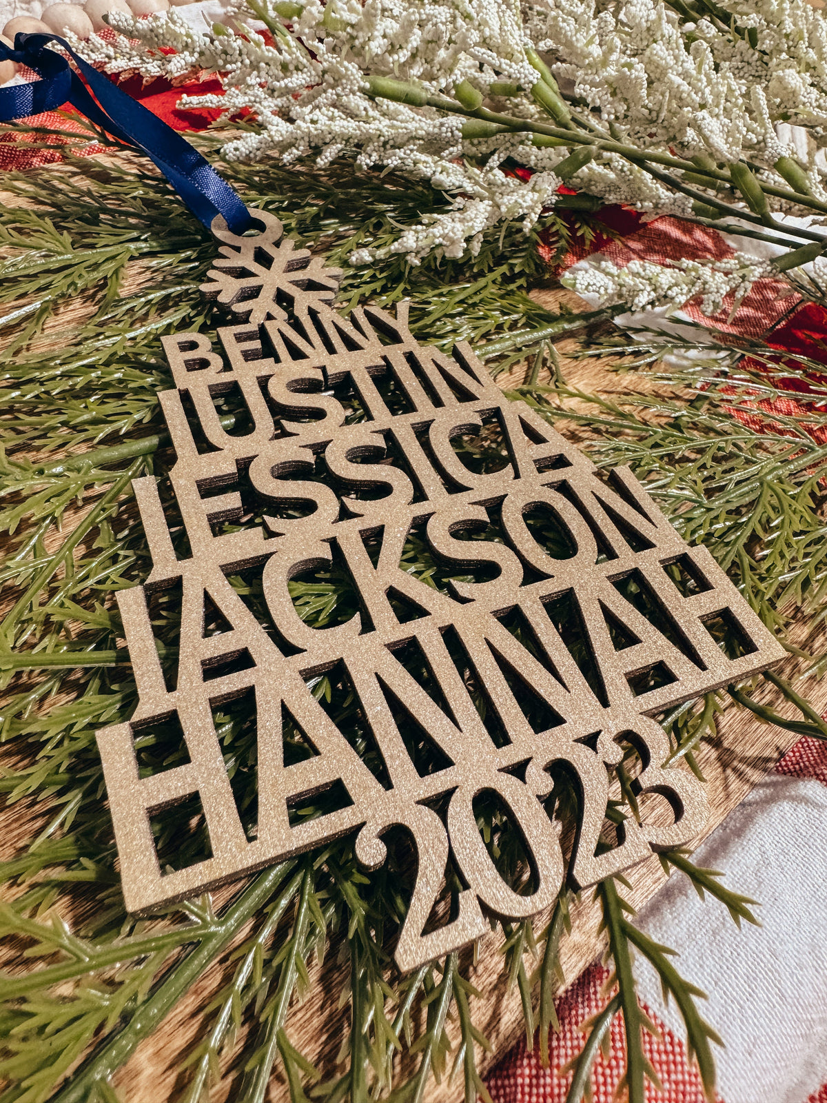 Personalized Christmas Tree Name Ornament – Up to 10 Names