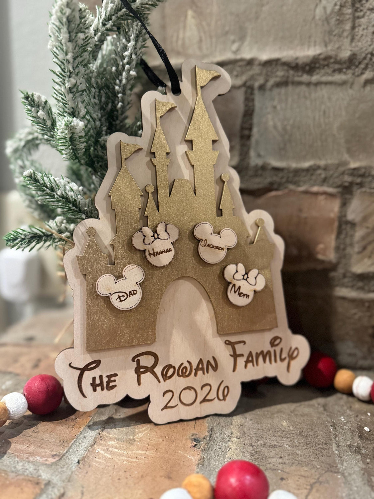 Personalized Castle Family Ornament – Vacation Reveal Keepsake