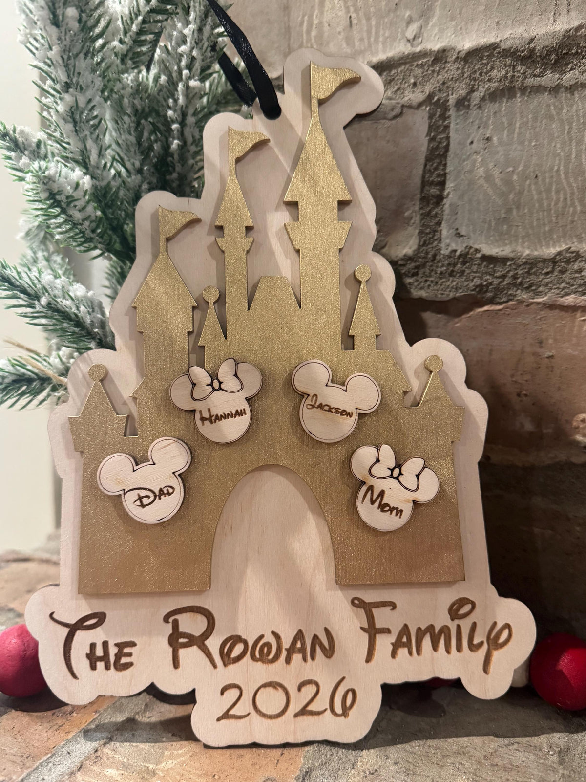 Personalized Castle Family Ornament – Vacation Reveal Keepsake