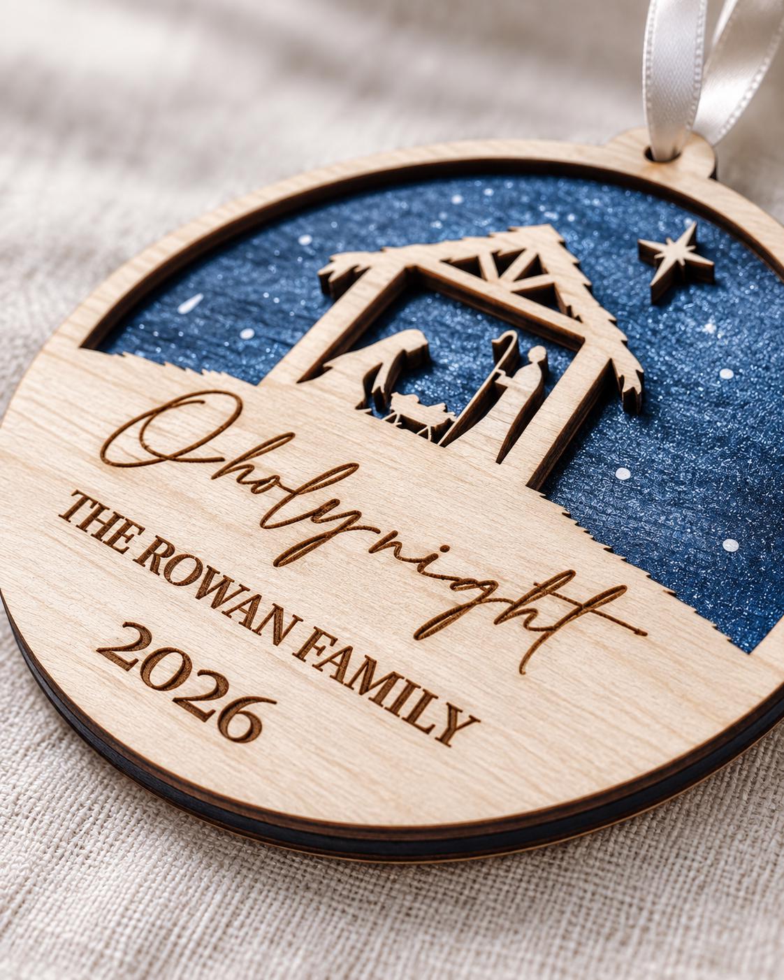 O Holy Night Nativity Ornament – Personalized Wooden Christmas Keepsake