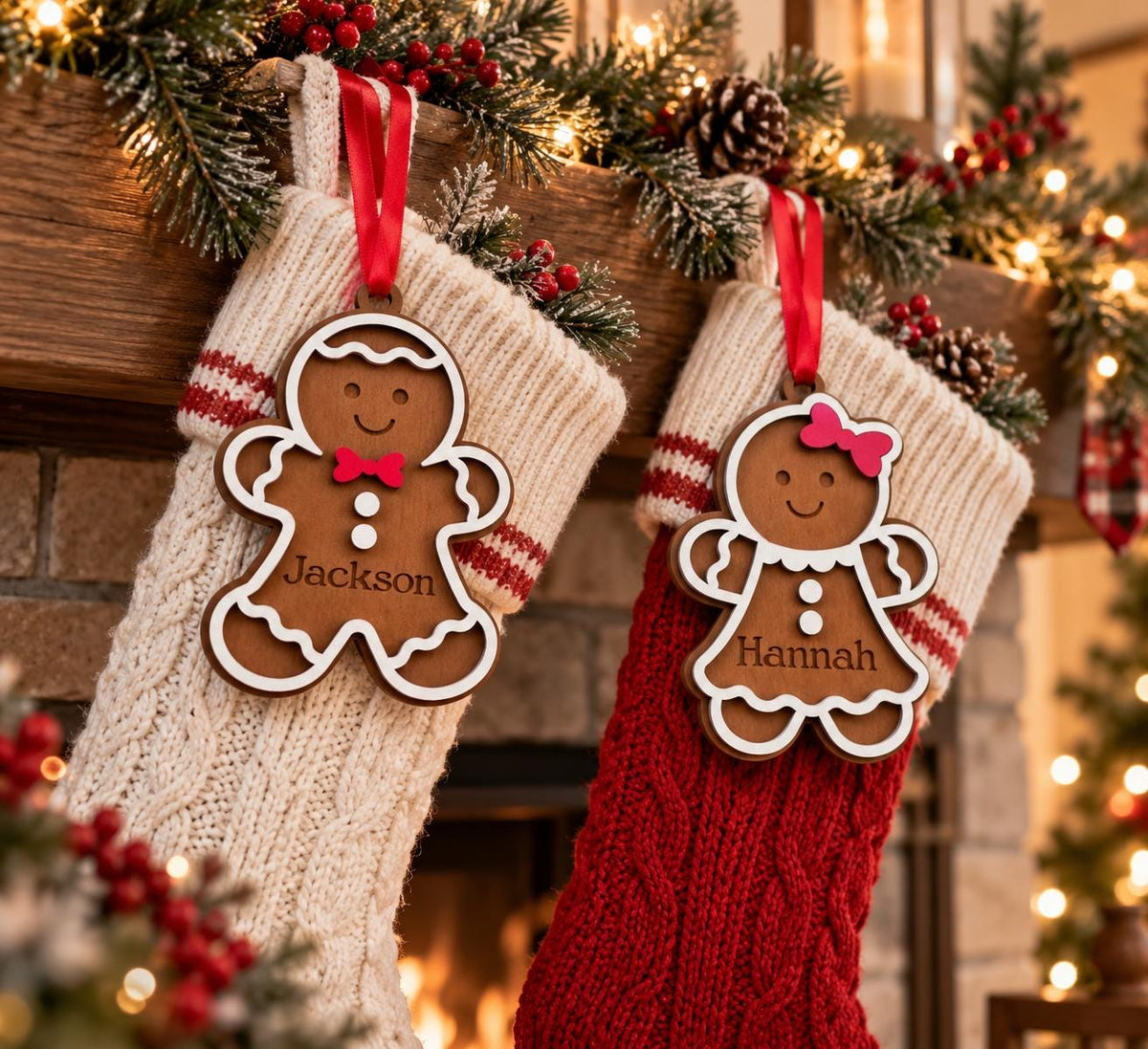 Personalized Gingerbread Ornament – Boy or Girl Name Stocking Tag