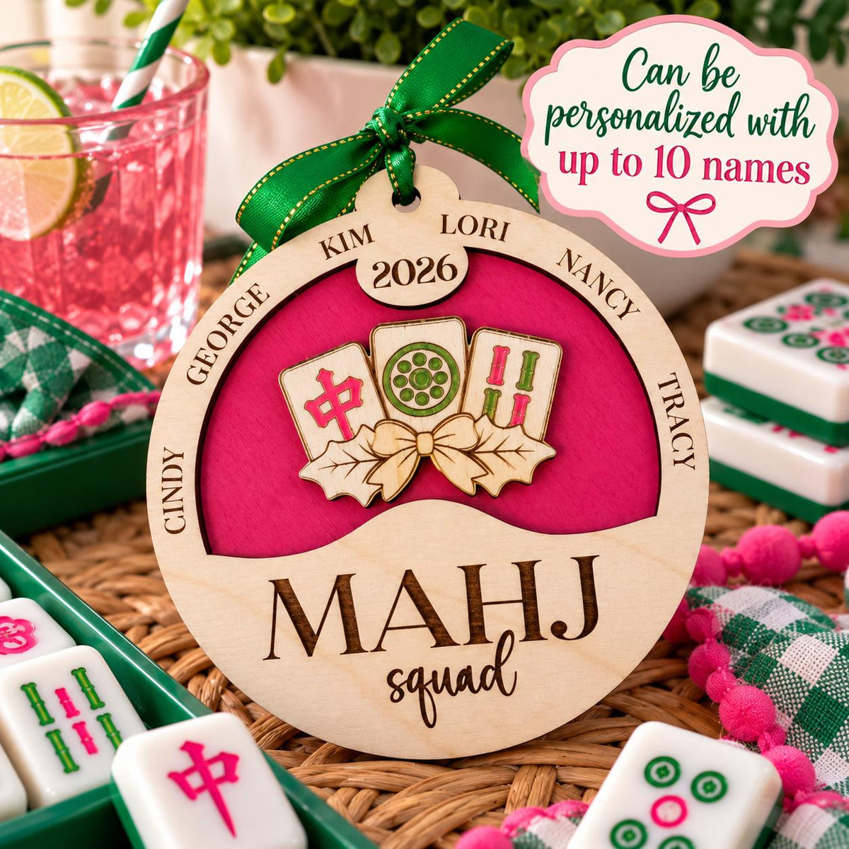 Personalized Mahjong Squad Christmas ornament