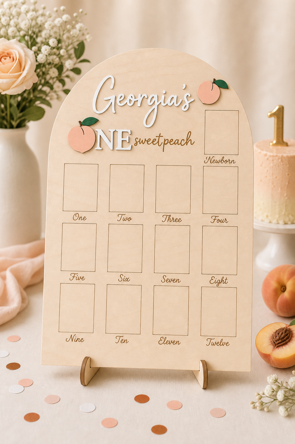 One Sweet Peach Birthday Photo Board