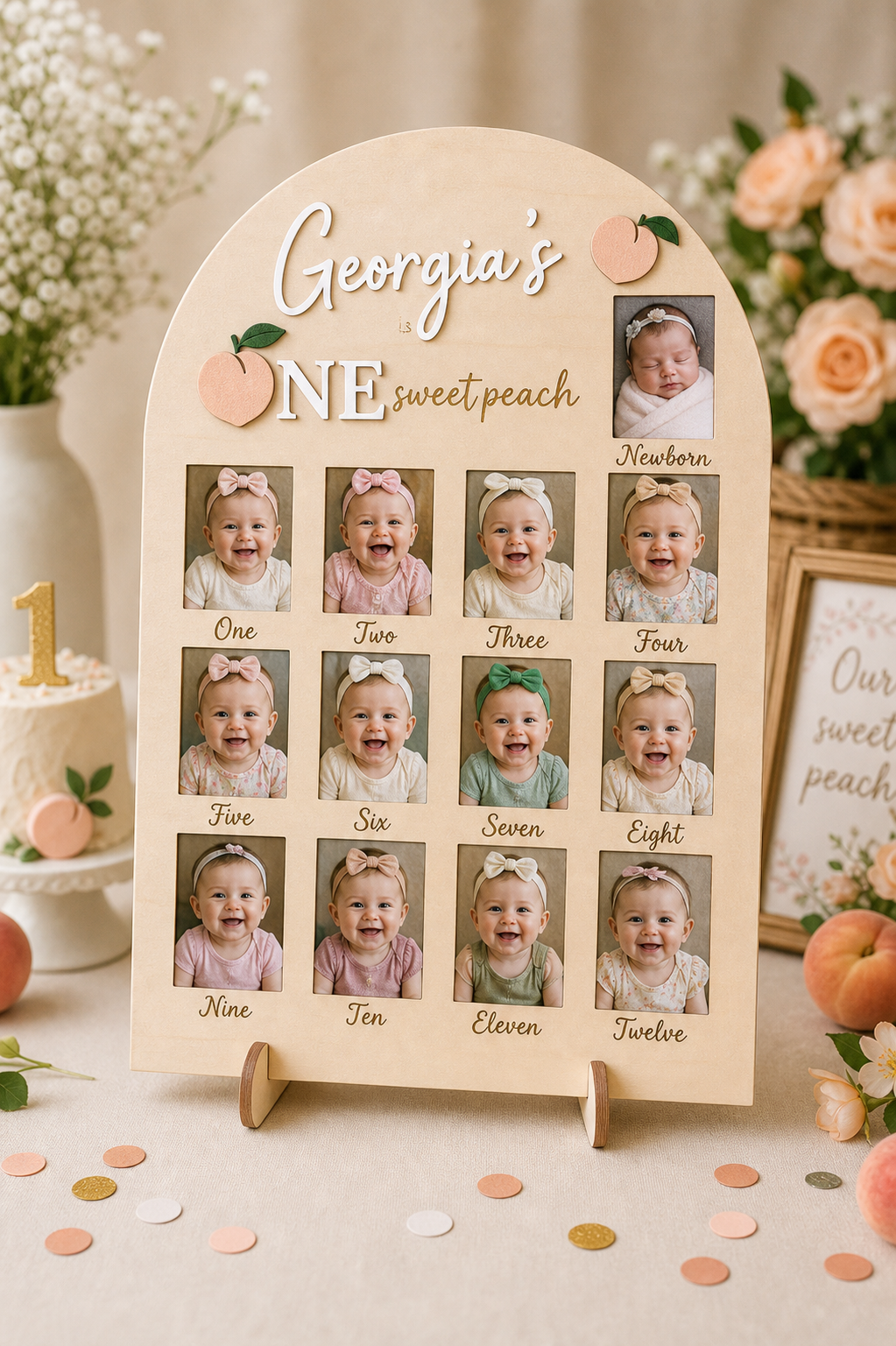 One Sweet Peach Birthday Photo Board