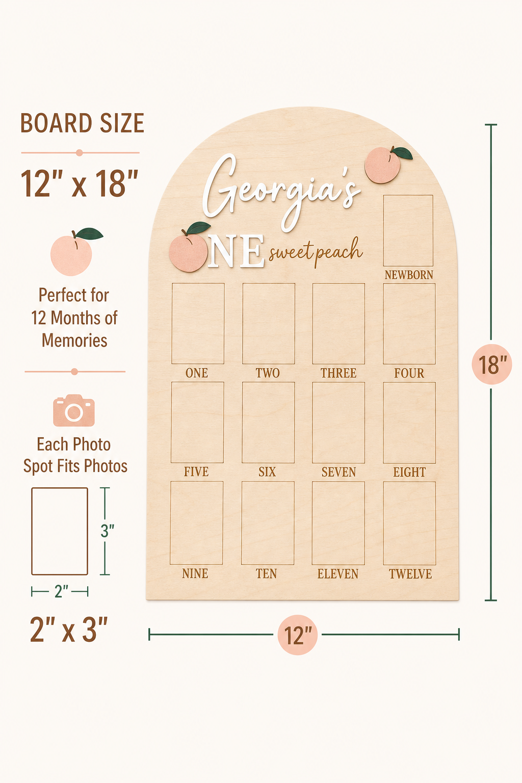 One Sweet Peach Birthday Photo Board